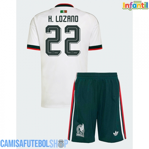 Camisa de time de futebol México Hirving Lozano #22 Replicas 2º Equipamento Infantil Mundo 2026 Manga Curta (+ Calças curtas)